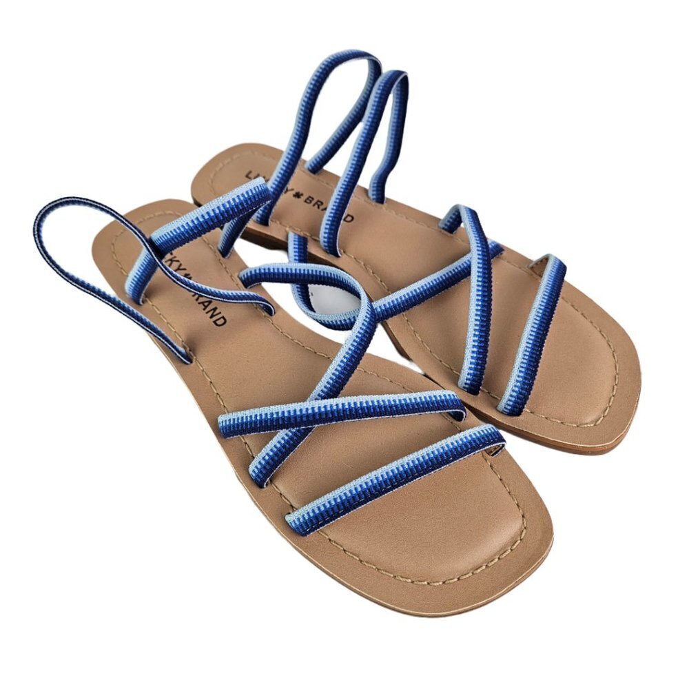 Lucky Brand Blue and Tan Strappy Sandals